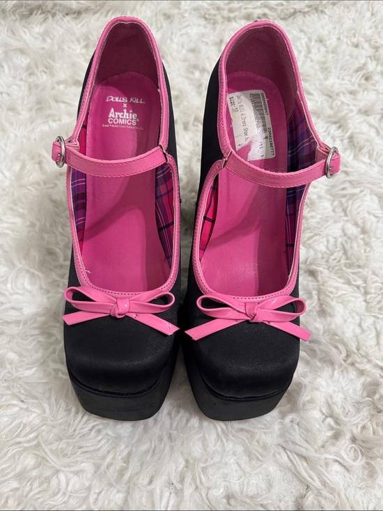 Dolls Kill Shoes - Dolls Kill x Archie Comics Pink Black Platform Mary Jane Heels